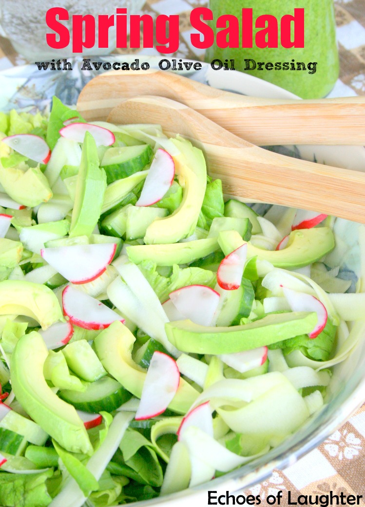 Spring Salad with Avocado Olive Oil Dressing Echoes of Laughter