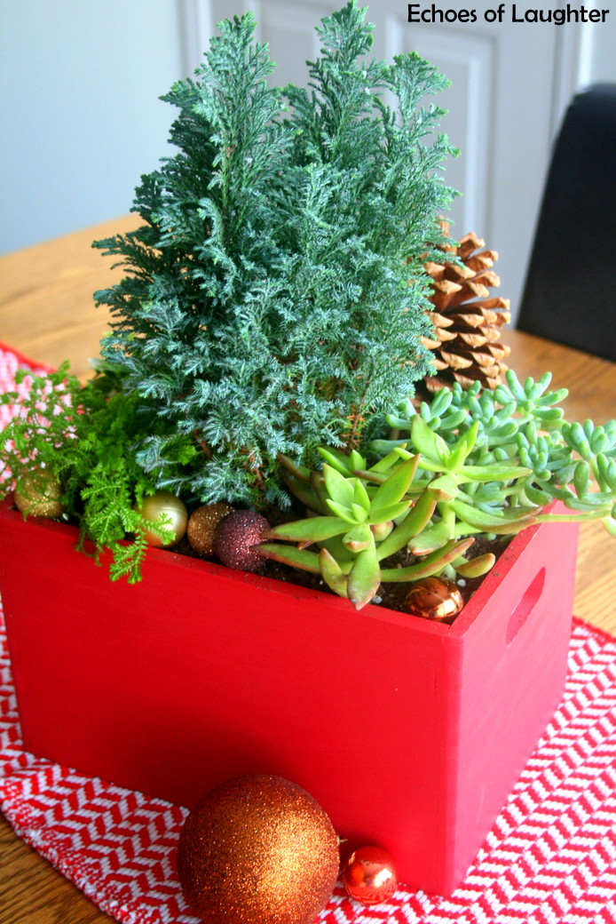 Cheery christmas flower boxes for outdoor christmas decorating DIY Christmas Planter Box - Echoes of Laughter