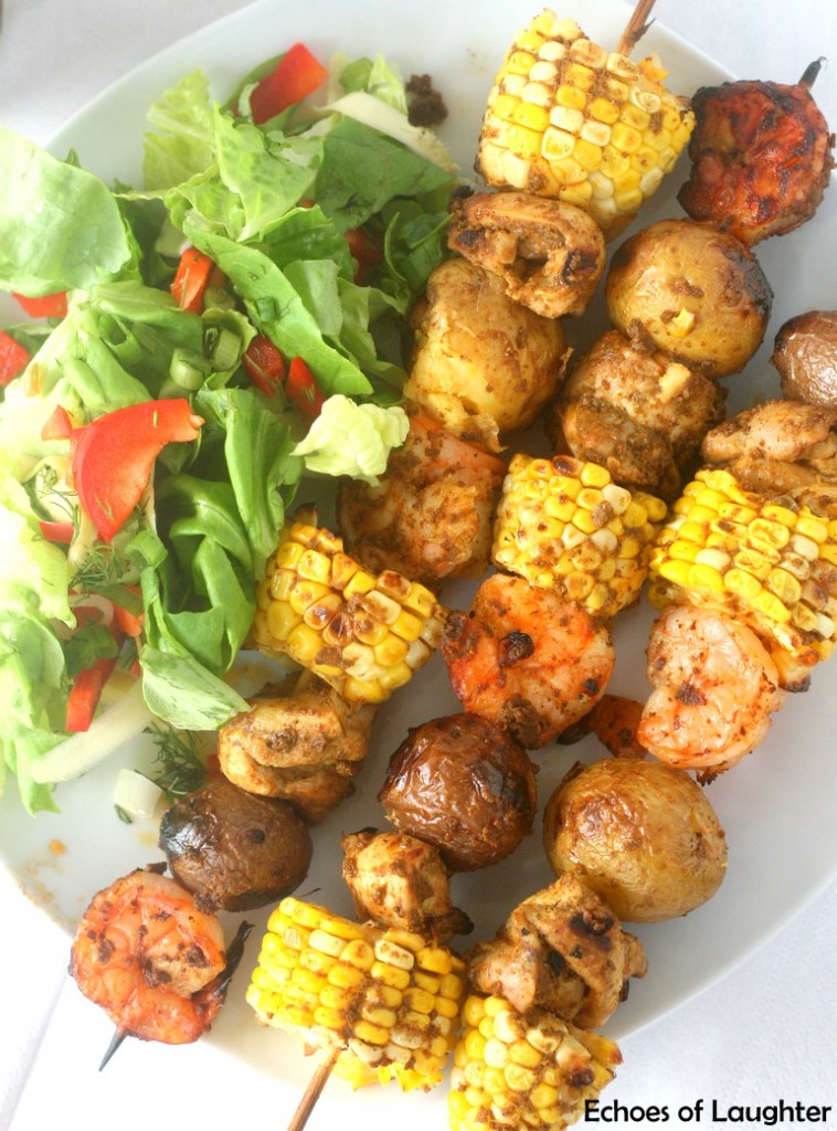 Curried Shrimp Boil Skewers