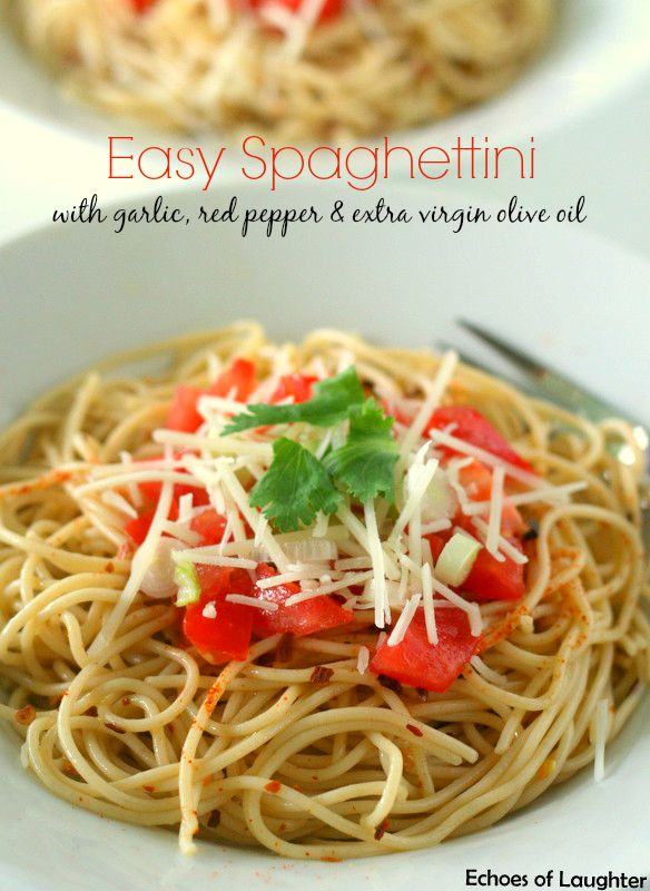 Easy Spaghettini with garlic red pepper, & extra virgin olive oil