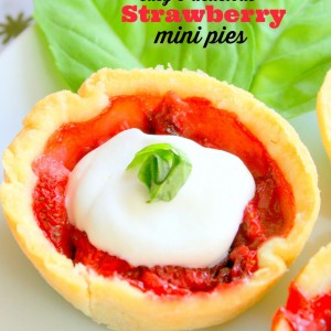 Sweet Strawberry Mini Pies with Basil Whipped Cream