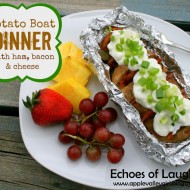 Potato Boat Dinner with Ham, Cheese & Bacon in Foil Packet
