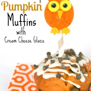 Chocolate Chip Pumpkin Muffins with Cream Cheese Glaze