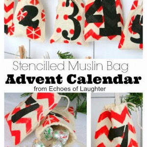 Stencilled Muslin Bag Advent Calendar