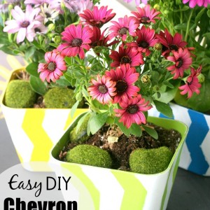Easy Chevron Stripe Flower Pots
