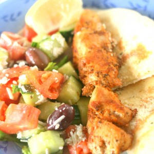 Easy Greek Chicken Kabobs & Greek Salad